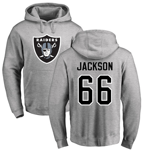 Men Oakland Raiders Ash Gabe Jackson Name and Number Logo NFL Football 66 Pullover Hoodie Sweatshirts